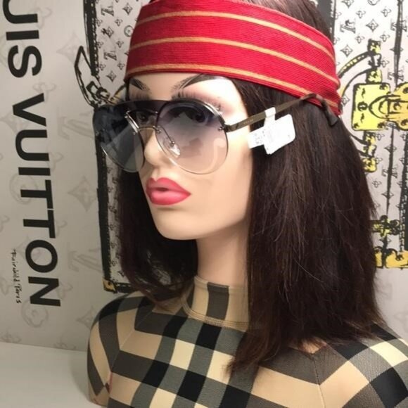 New Authentic Prada Gray and Gold Geometric Sunglasses - Picture 7 of 13